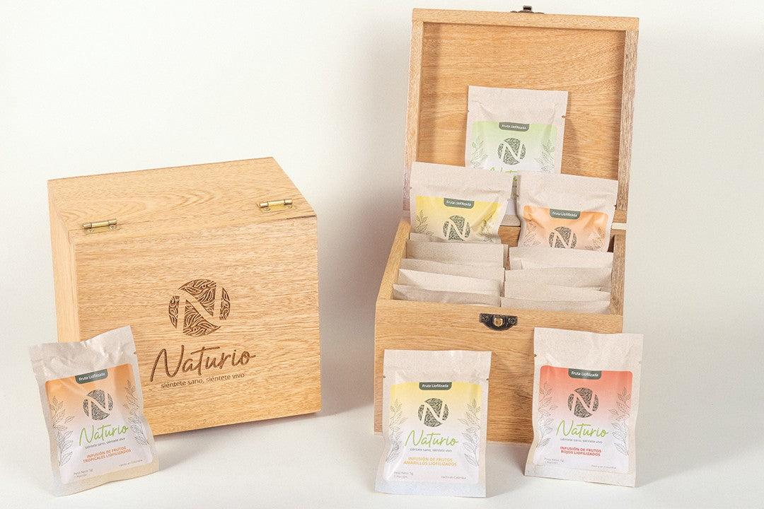 Cajas en madera de infusiones liofilizadas